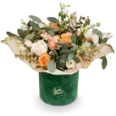 Flower box of roses and carnations